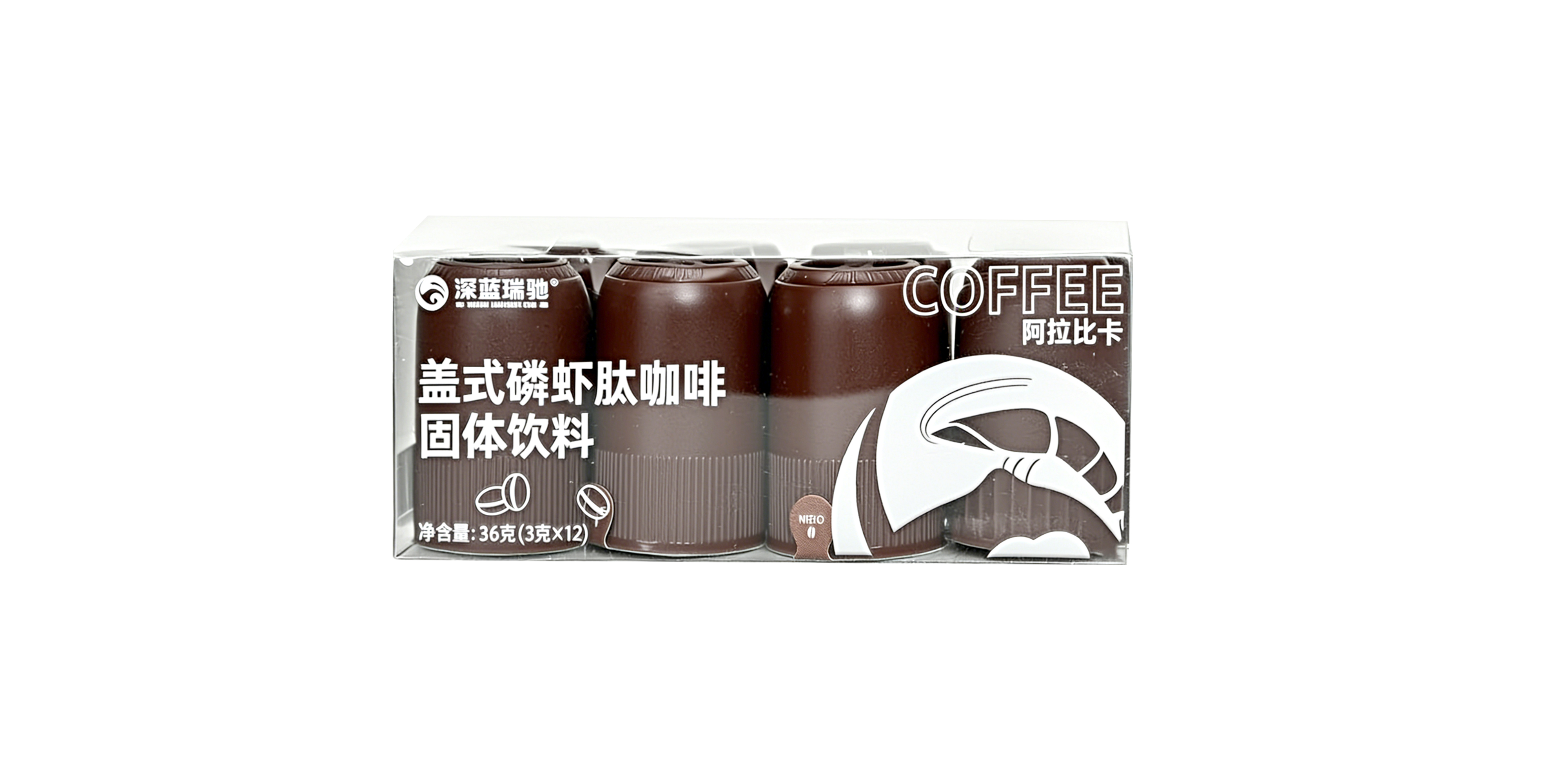 盖式磷虾肽咖啡固体饮料 - 阿拉比卡咖啡粉、南极磷虾低聚肽、提神醒脑