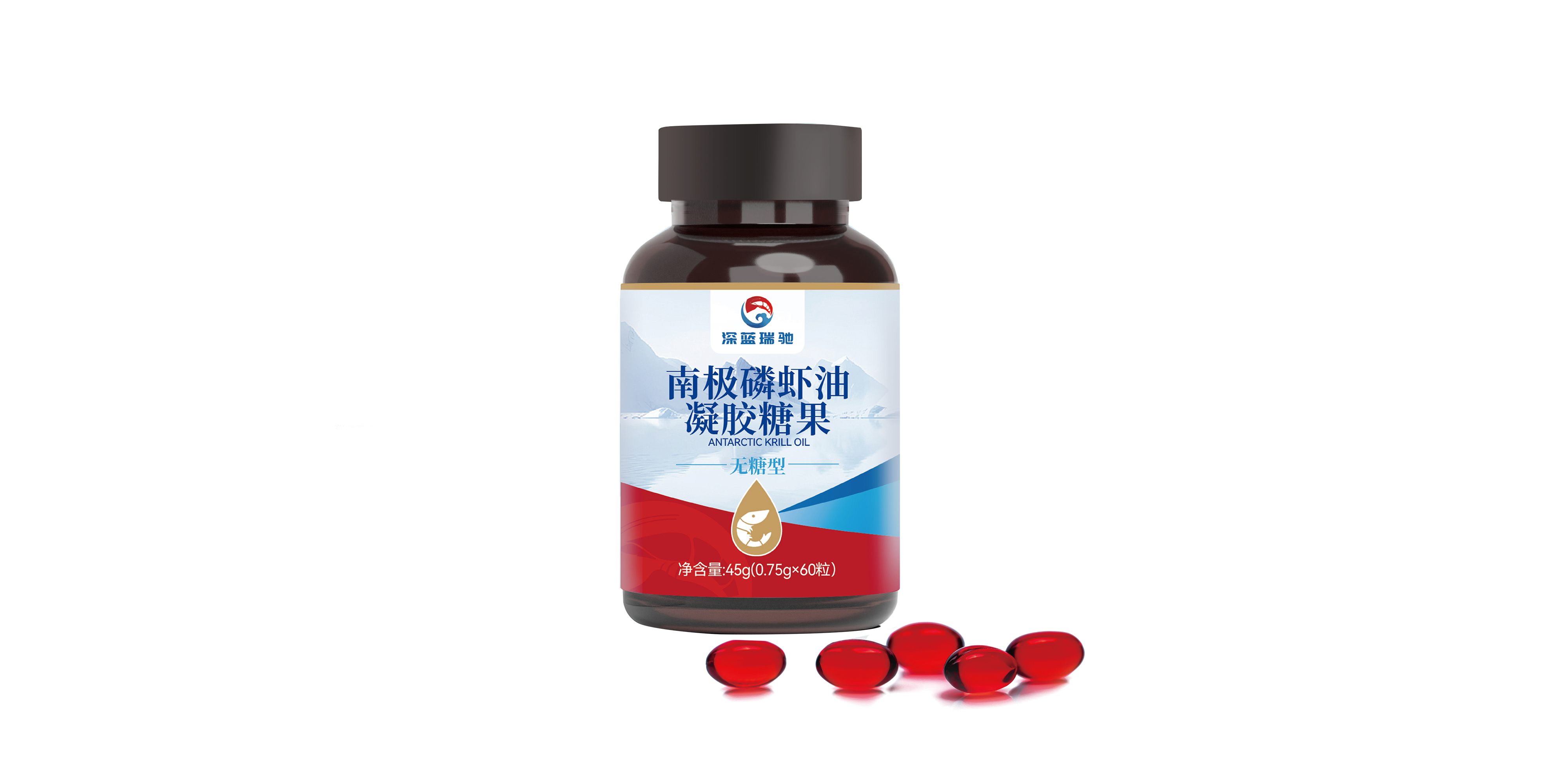 南极磷虾油凝胶果糖 - Omega-3、胆碱、海洋磷脂、虾青素、抗氧化延缓衰老